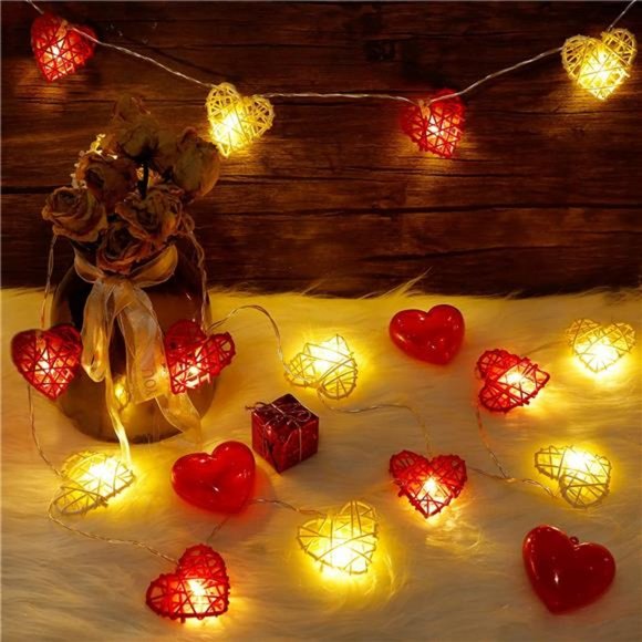 Valentine's Day String Lights, 10 FT 20 LED Heart Shape String Light - Picture 10 of 14